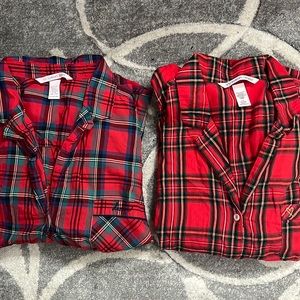 Red Button up sleep shirts